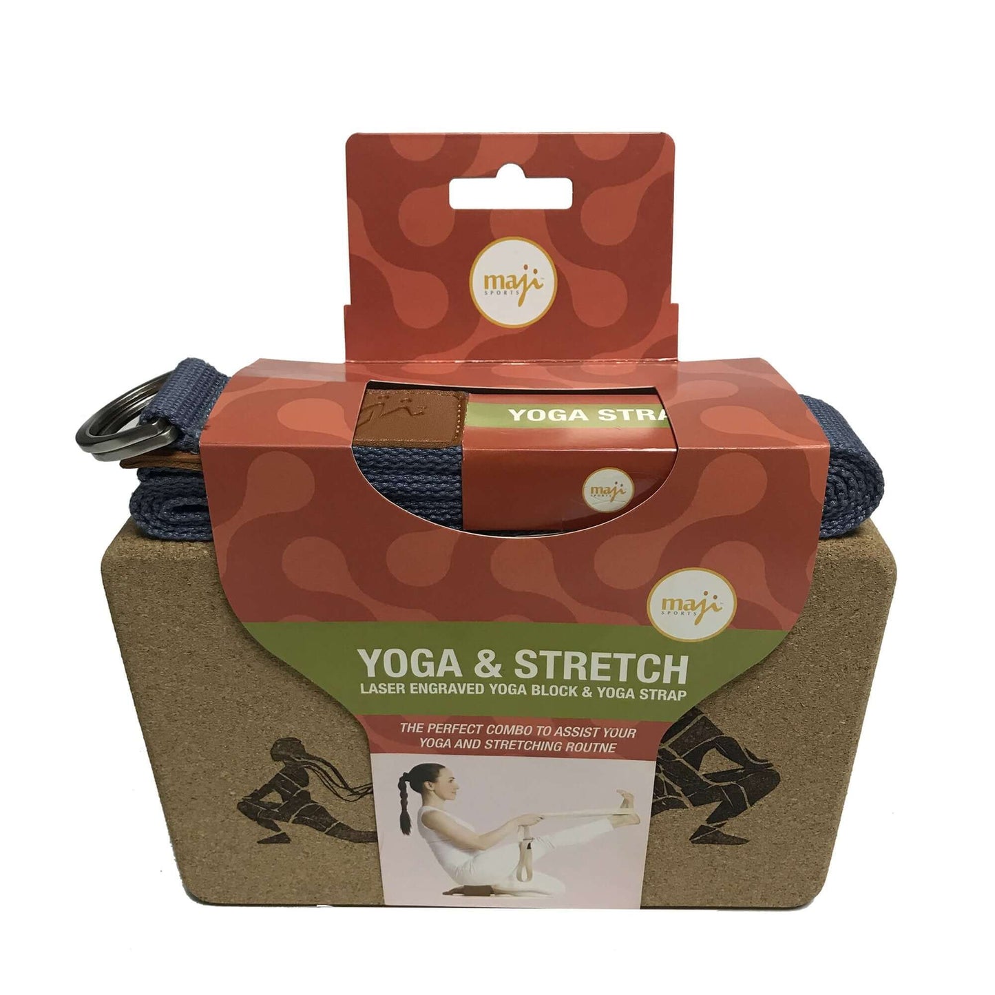 Laser Engraved Cork Yoga Block & Strap Combo by Jupiter Gear