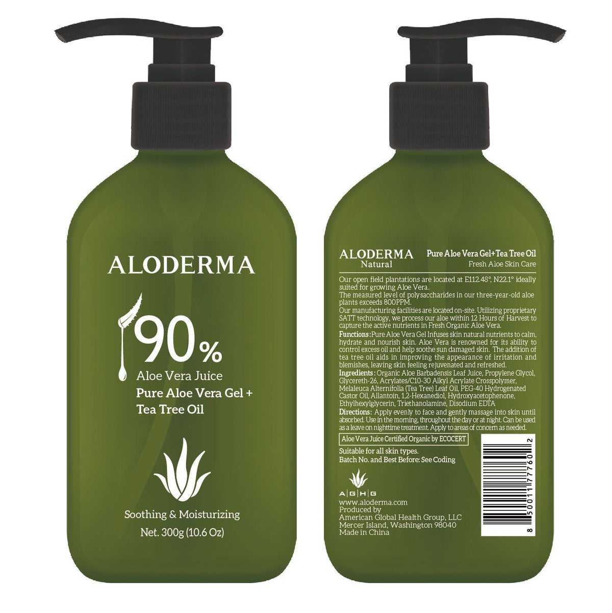 ALODERMA Pure Aloe Vera Gel + Tea Tree Oil