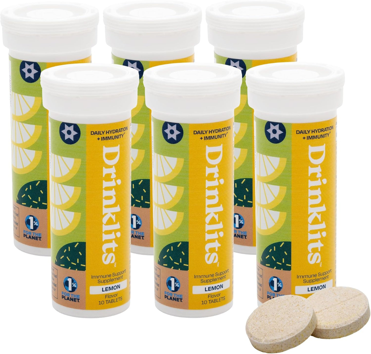 Lemon Daily Immune Support Tablets (6) Tube Bundle by Drinklits