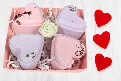 SUNE exclusive - Heart Shaped Shower Steamers Gift Box, Set of 4 Shower Steamers Package