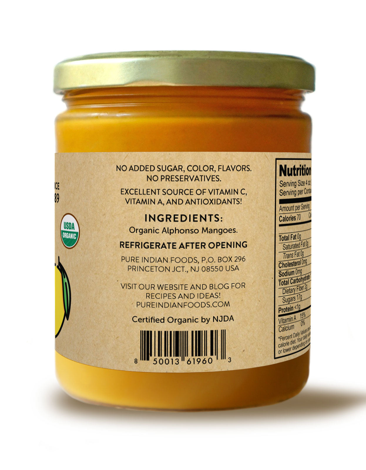 Alphonso Mango Puree, Certified Organic - 16 oz