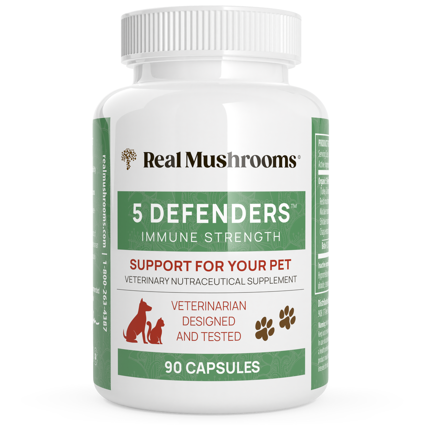 5 Defenders Organic Mushroom Blend Capsules for Pets by Real Mushrooms