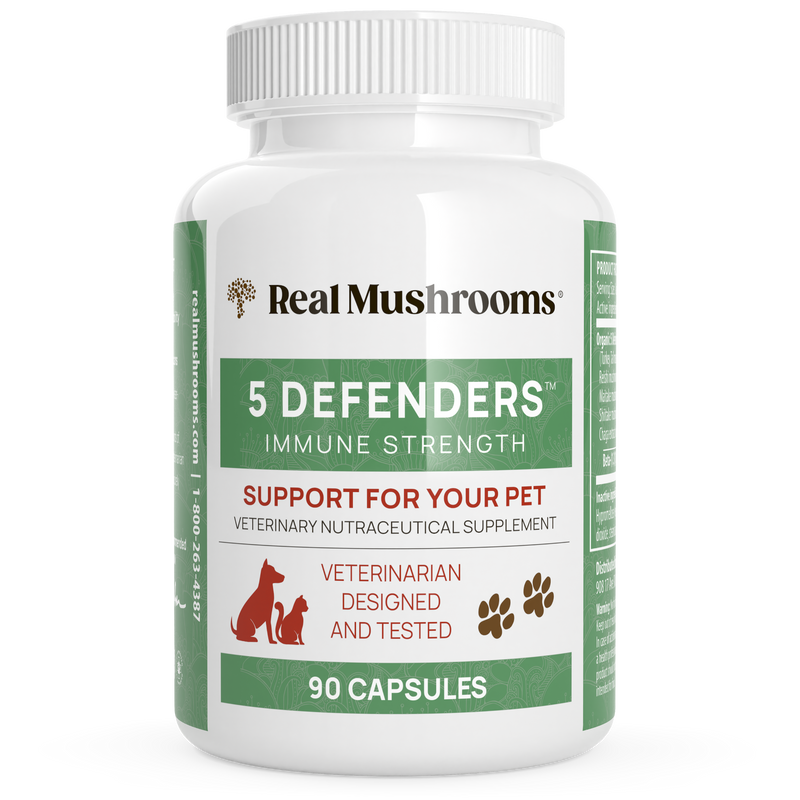 5 Defenders Organic Mushroom Blend Capsules for Pets by Real Mushrooms