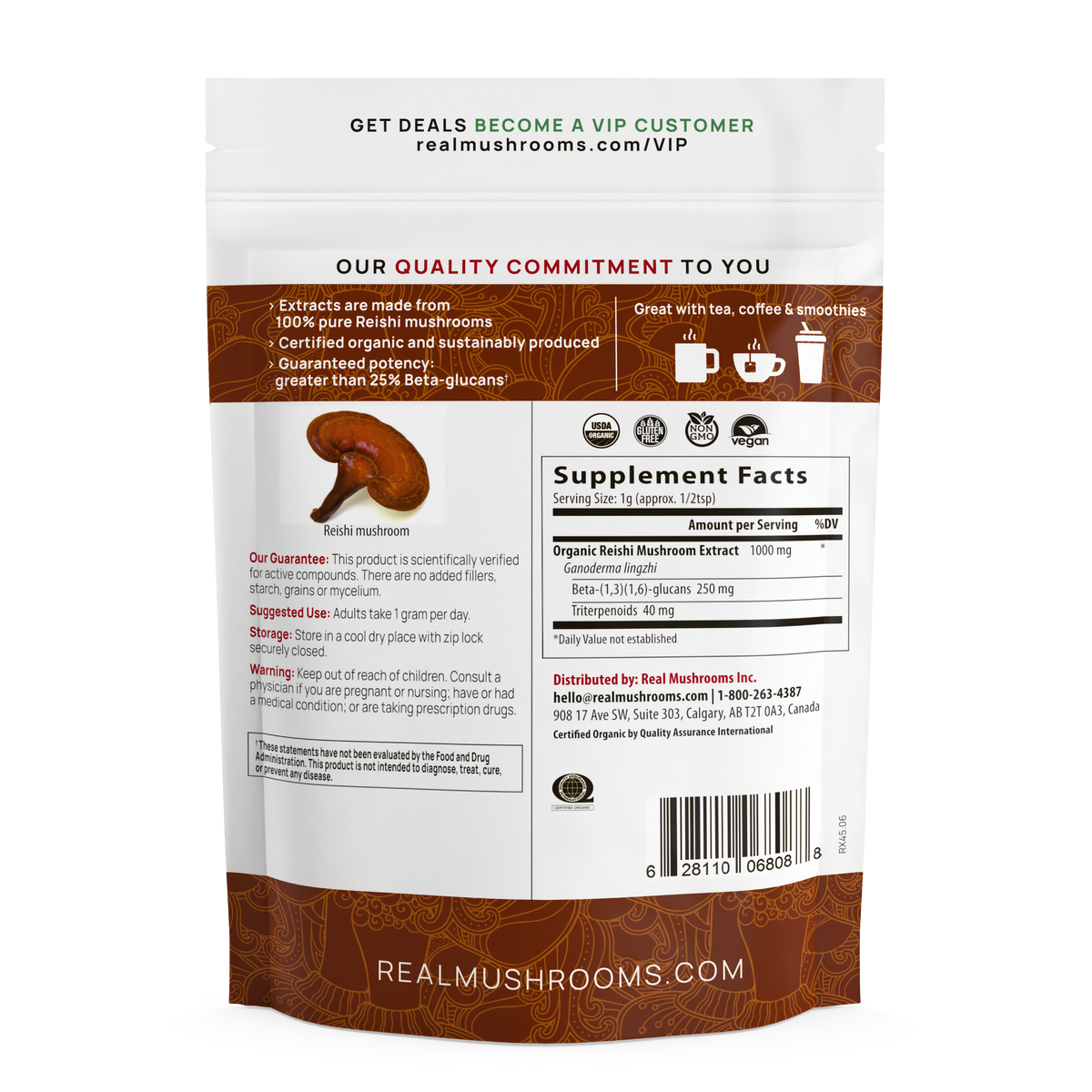 Organic Reishi Mushroom Powder – Bulk Extract by Real Mushrooms