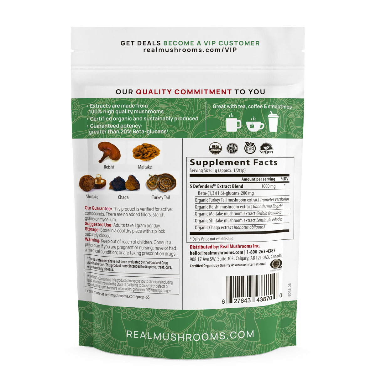 5 Defenders Organic Mushroom Complex – Bulk Powder by Real Mushrooms