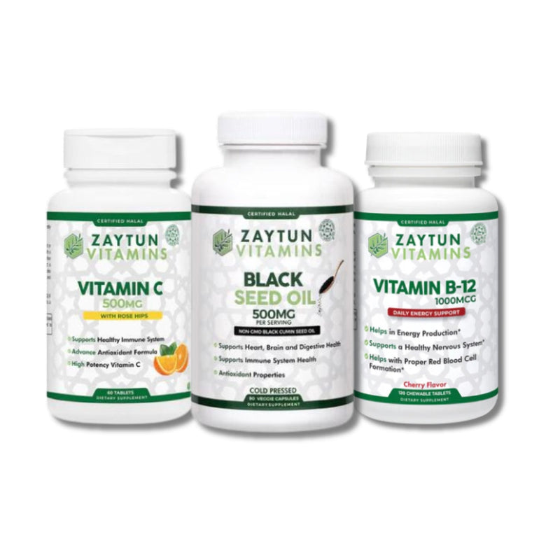 Vitamin C + Vitamin B-12 + Black Seed Oil Bundle