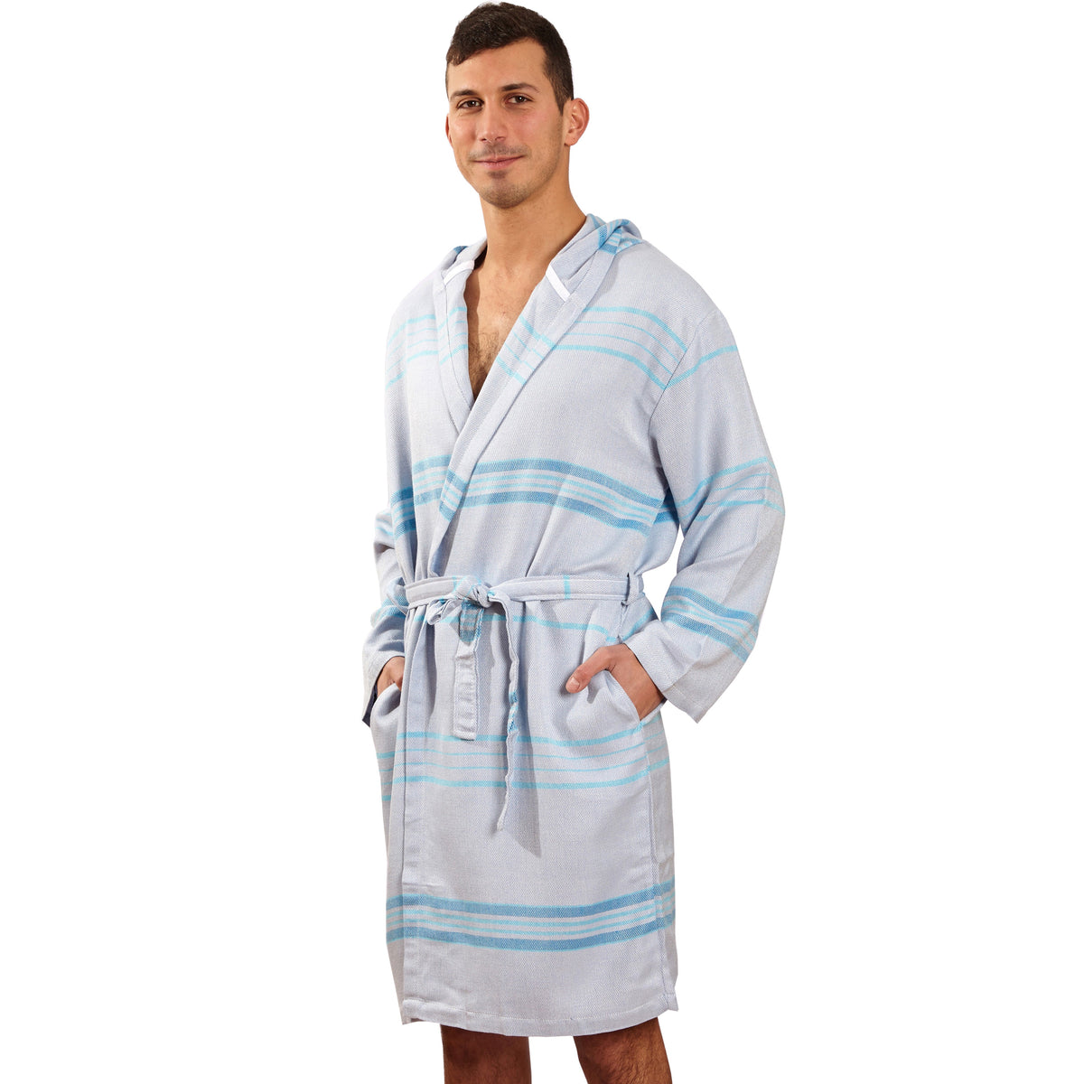 Antalya Unisex Bathrobe  - Turquoise by Hilana Upcycled Cotton