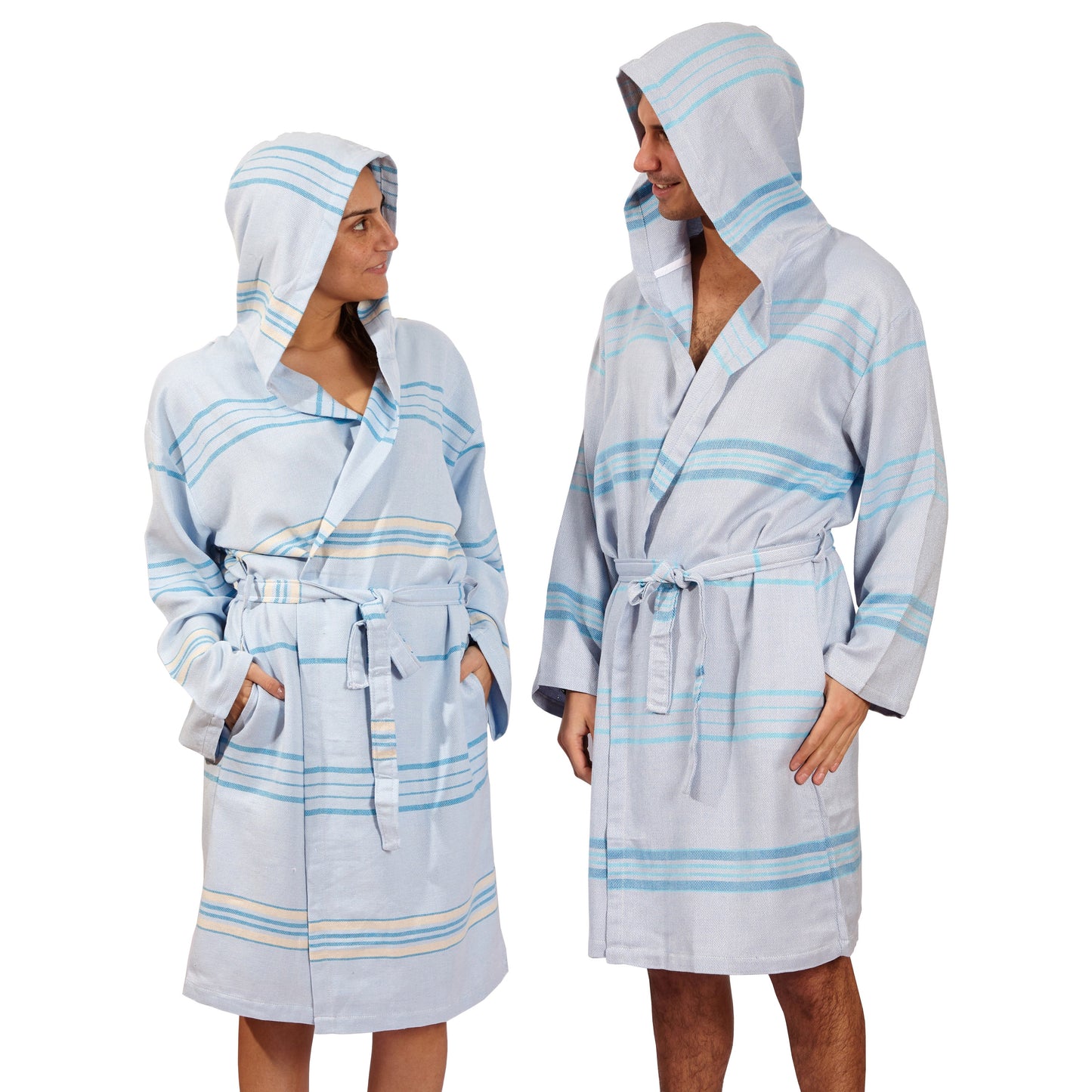 Antalya Unisex Bathrobe  - Turquoise by Hilana Upcycled Cotton