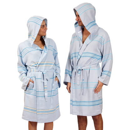 Antalya Unisex Bathrobe  - Turquoise by Hilana Upcycled Cotton