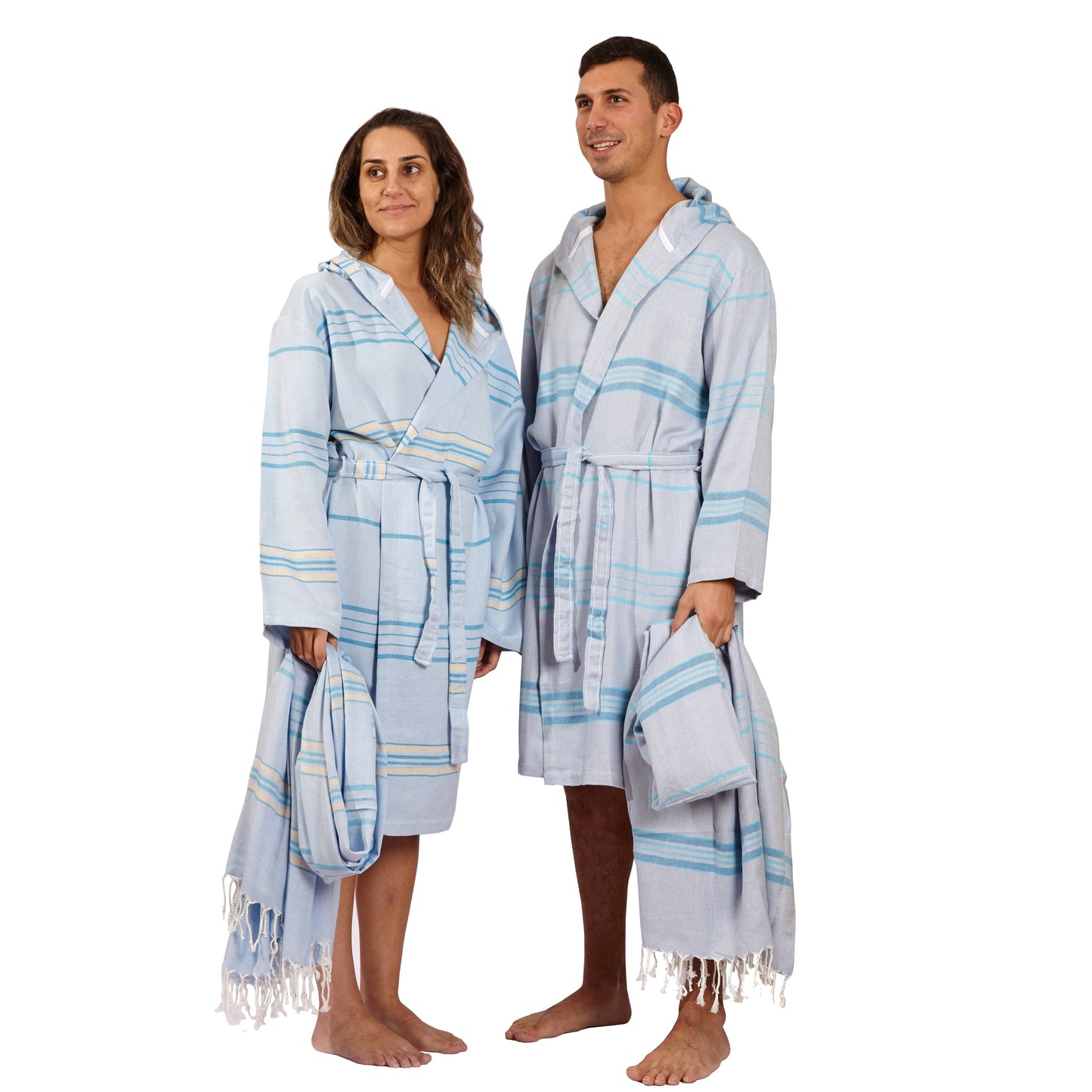 Antalya Unisex Bathrobe  - Turquoise by Hilana Upcycled Cotton