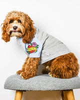 Tee with mom or dad tattoo on sleeve for dogs and cats. XS - XL Blue