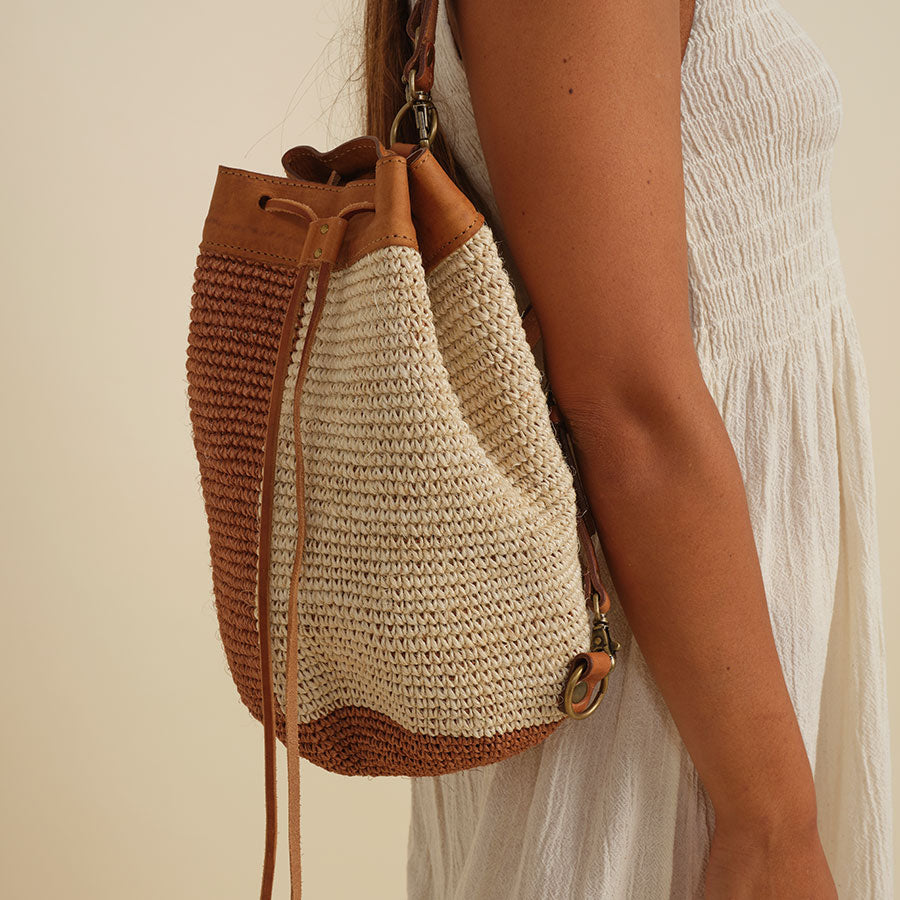 Transito Woven Mini Backpack | Orange-White by Made by Minga