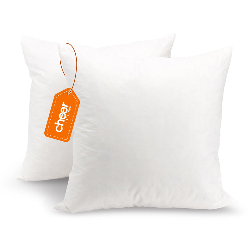 Cheer Collection Set of 2 Down and Feather Throw Pillow Insert | Square Couch Cushion Pillow Form, Sham Stuffer