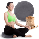 Cheer Collection Premium 16" Buckwheat Yoga and Meditation Floor Cushion with Removable Cover (Gray)