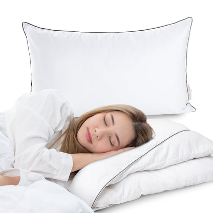 Cheer Collection Set of 2 Adjustable Layer Pillows - Two Bed Pillows with Removable Gel Fiber Fill Inserts for Sleeping