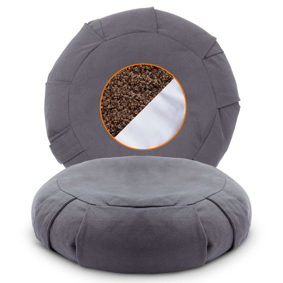 Cheer Collection Premium 16" Buckwheat Yoga and Meditation Floor Cushion with Removable Cover (Gray)