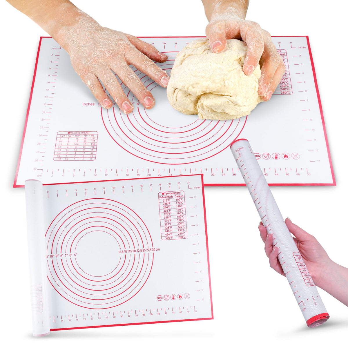 Cheer Collection Silicone Baking Mat for Dough and Baking Cookies Pizza Macarons- Non-Slip 16" x 24"