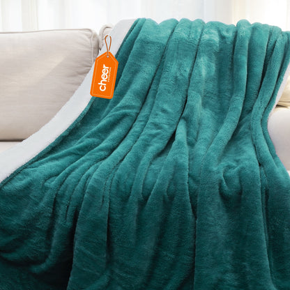 Cheer Collection Microsherpa Throw Blanket - Luxury Soft Velvet, Elegant Decorated, Stylish Accent Blanket