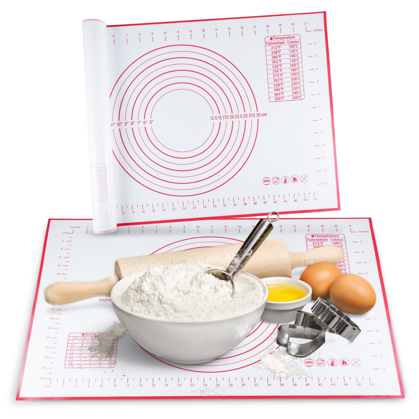 Cheer Collection Silicone Baking Mat for Dough and Baking Cookies Pizza Macarons - Non-Slip, 16" x 20"