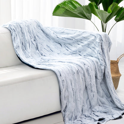 Cheer Collection Embossed Faux Fur Throw Blanket - Ultra Soft Fuzzy Blanket