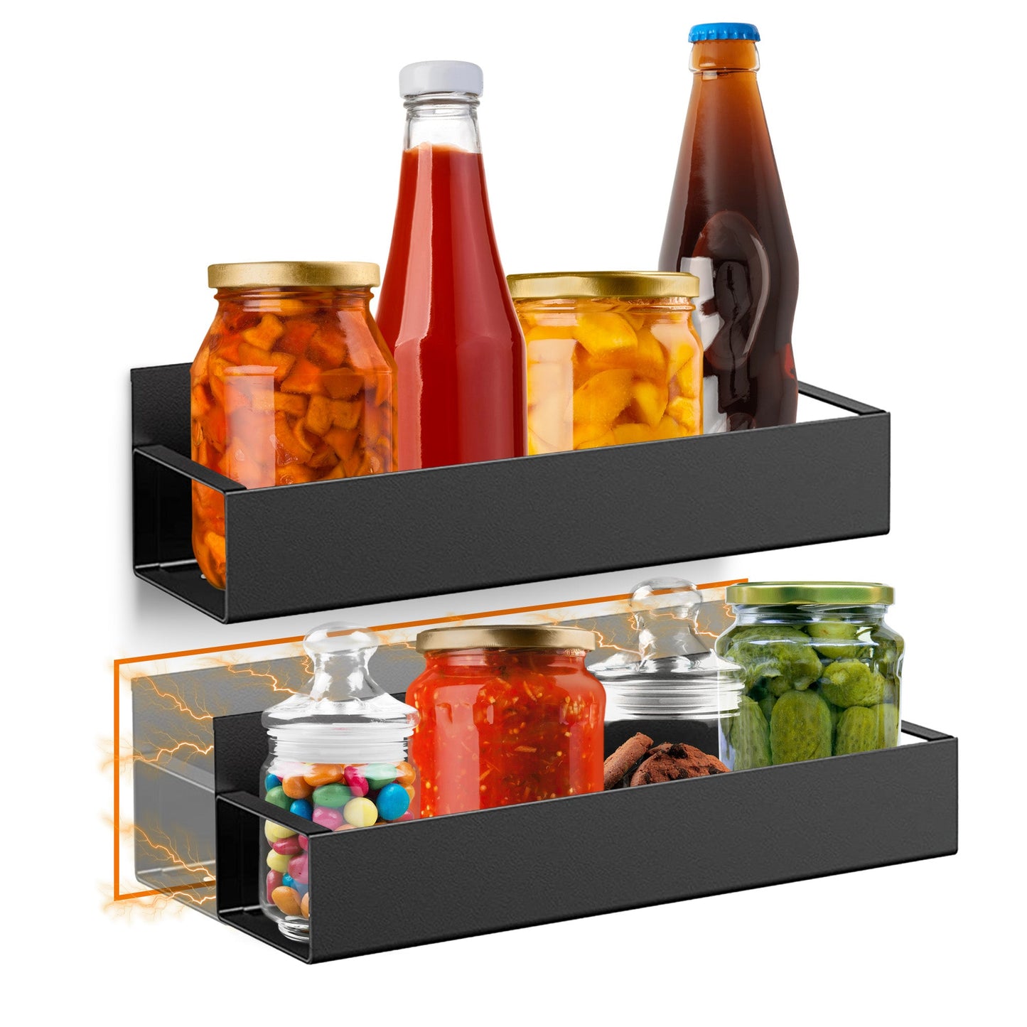 Cheer Collection Set of 2 Ultra-Strong Magnetic Spice Storage Organizer