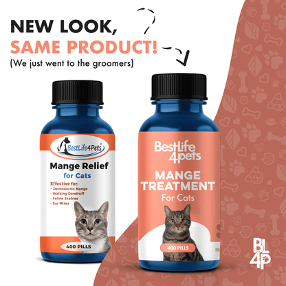 Mange Treatment for Cats - Treats Feline Sarcoptic & Demodectic Mange, Scabies & Ear Mites by BestLife4Pets