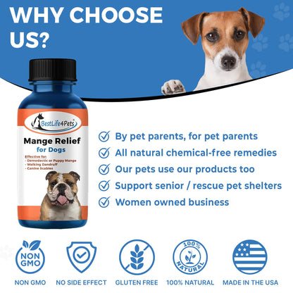 Dog Mange Treatment - Relief for Demodectic and Sarcoptic Mange (Scabies) by BestLife4Pets