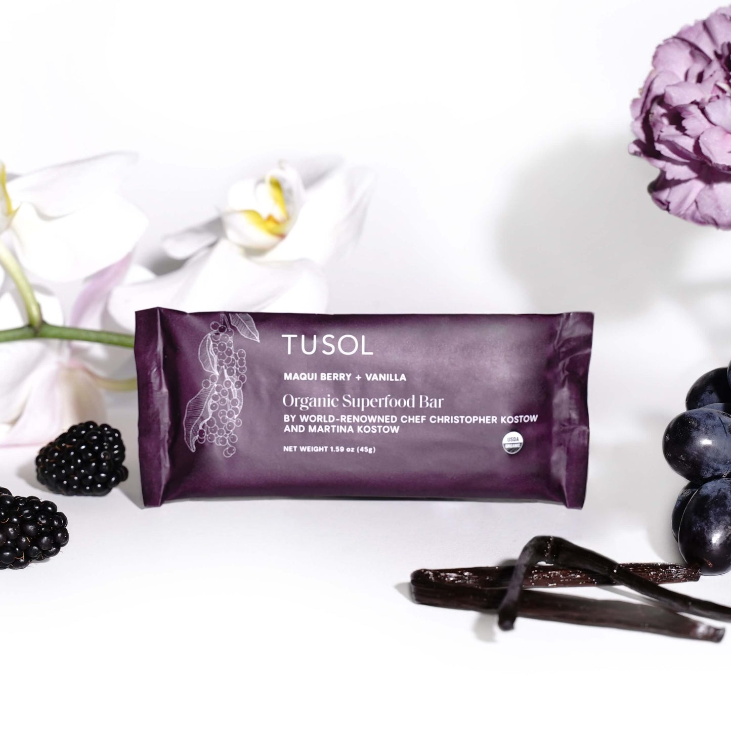 Organic Maqui Berry + Vanilla Superfood Bar (8 Pack) by TUSOL Wellness