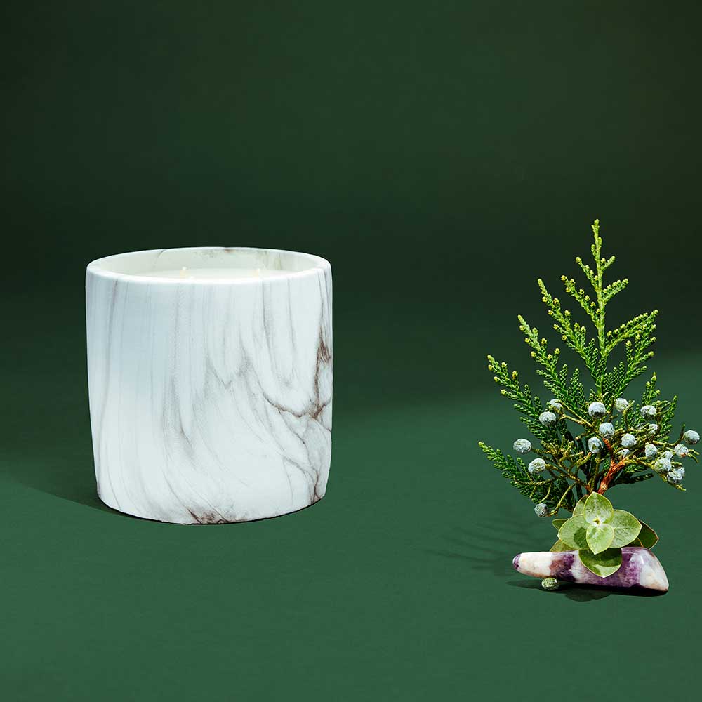 White Marble Round Candle 24oz (Clearance)