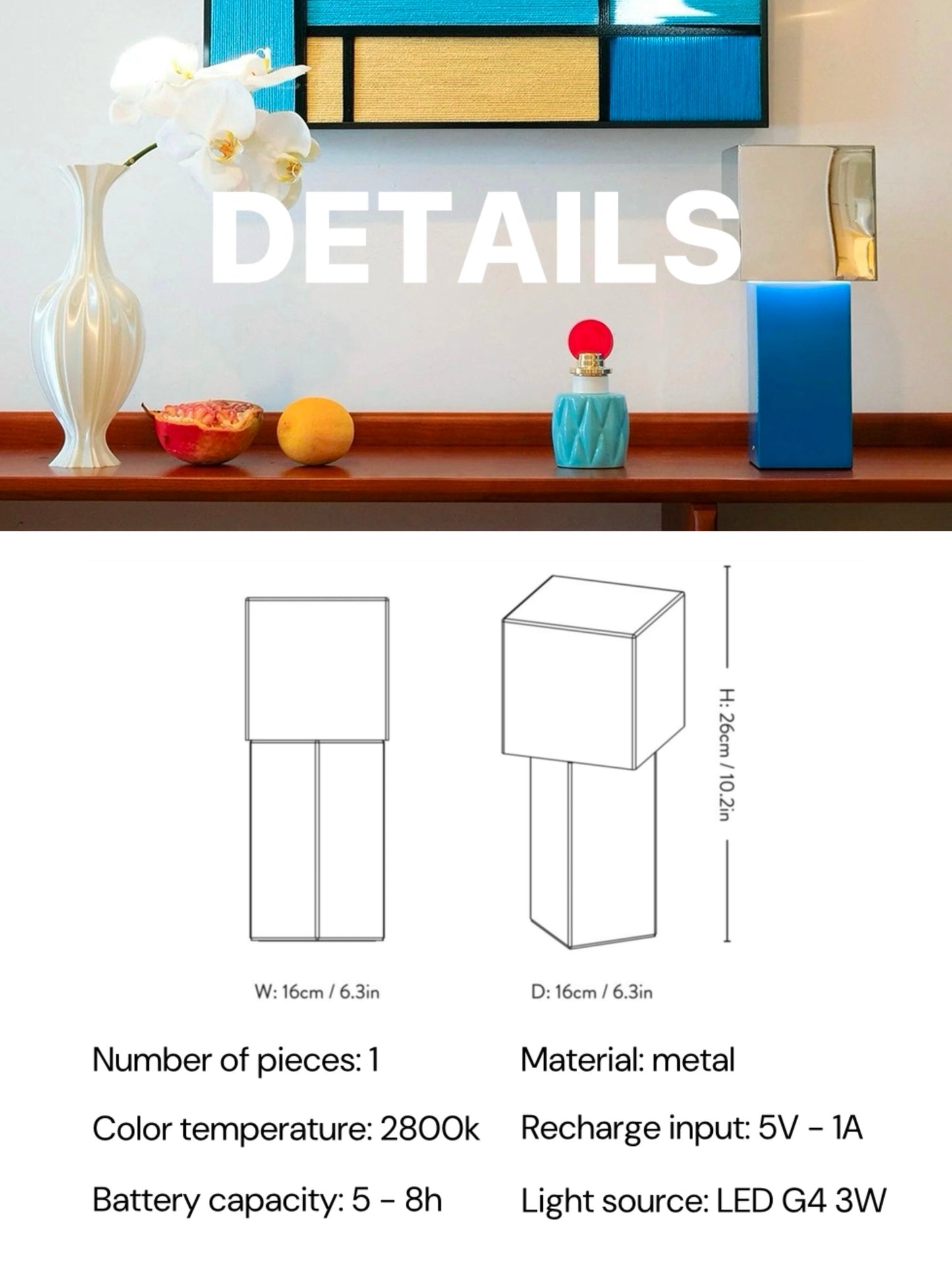 Modern Geometric Portable Dimmable Lamp - Bauhaus Pivot ATD7 Table Lamp