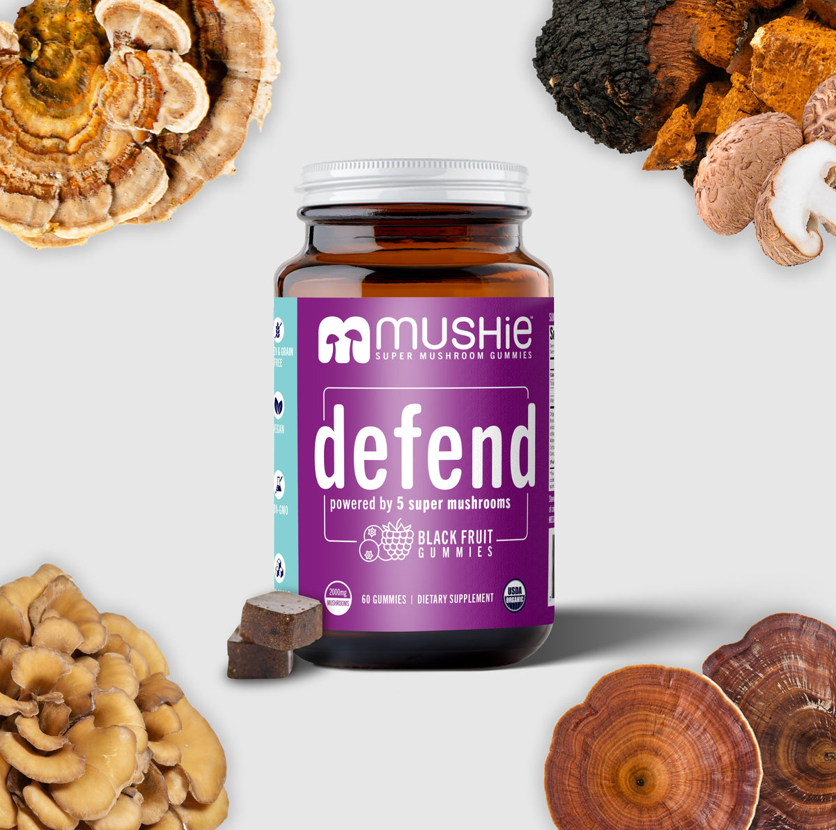 Organic 5 Super Mushroom Gummies by Mush More Co