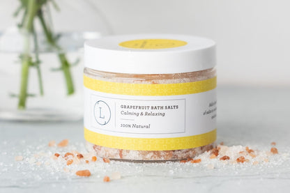 Grapefruit Natural Bath Salt Soak with CBD. Made with Dead sea, Epsom and Himalayan salts (THC frtee)