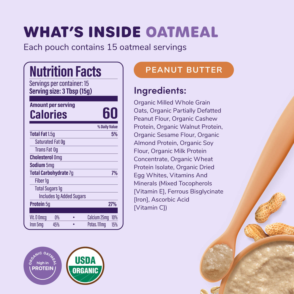 Organic Baby Oatmeal - Peanut Butter