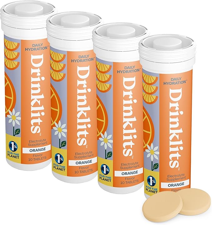 Orange Daily Hydration Tablets (4) Tube Bundle by Drinklits