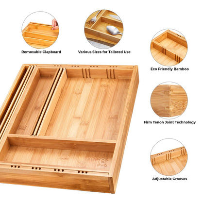 Bamboo Kitchen Drawer Organizer Tray, Expandable by ecozoi