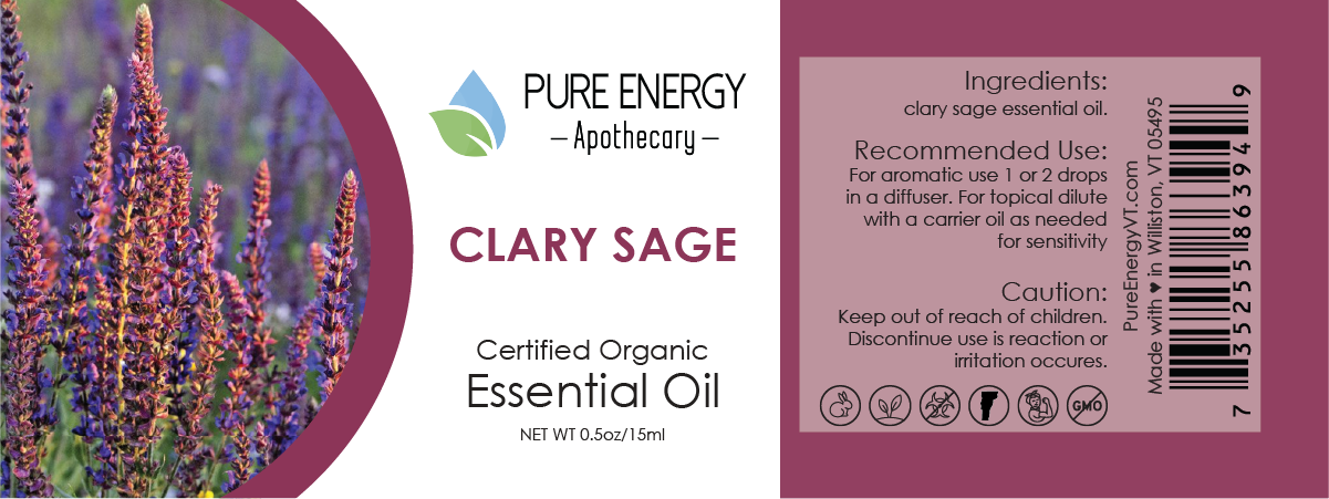 Essential Oil - Clary Sage 15ml (0.5oz) by Pure Energy Apothecary