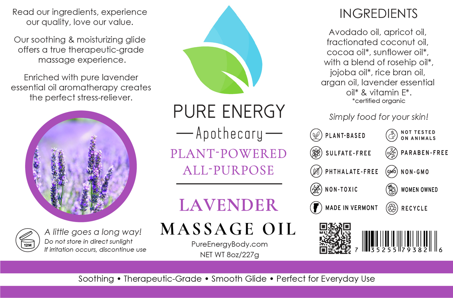 Massage Oil (Lavender) by Pure Energy Apothecary