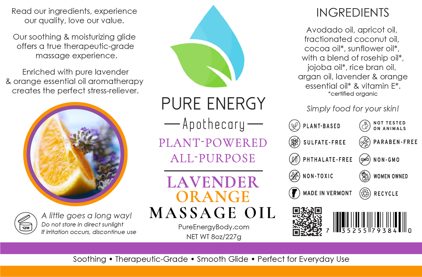 Massage Oil (Lavender Orange) by Pure Energy Apothecary