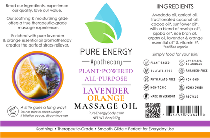 Massage Oil (Lavender Orange) by Pure Energy Apothecary