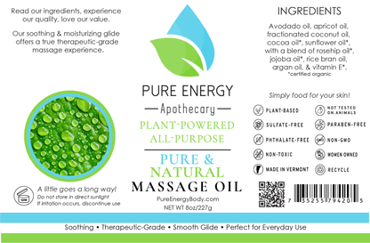 Massage Oil (Pure & Natural, Unscented) by Pure Energy Apothecary