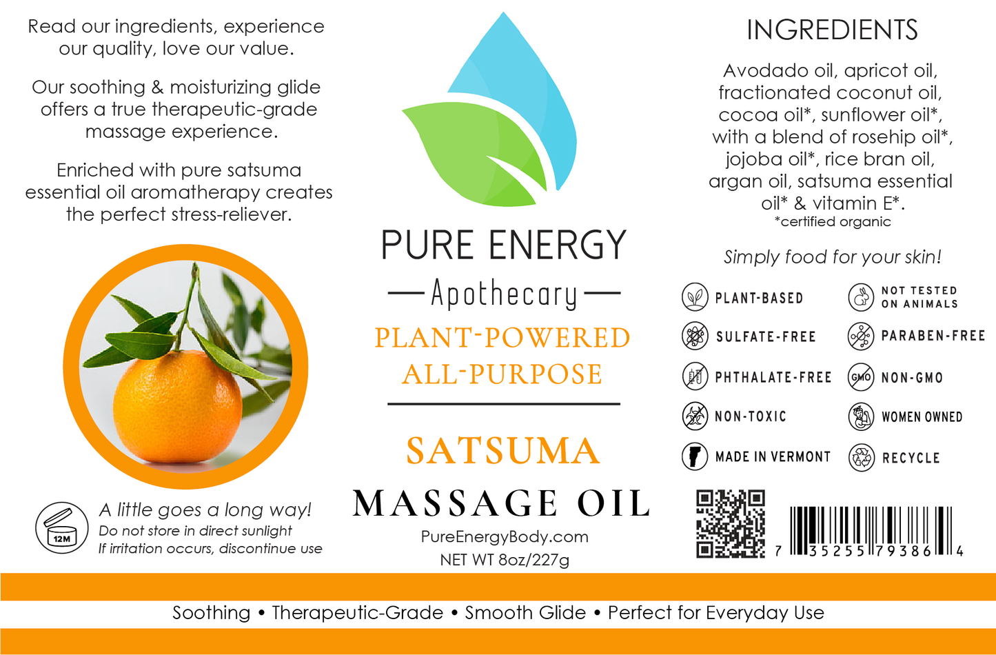 Massage Oil (Satsuma) by Pure Energy Apothecary