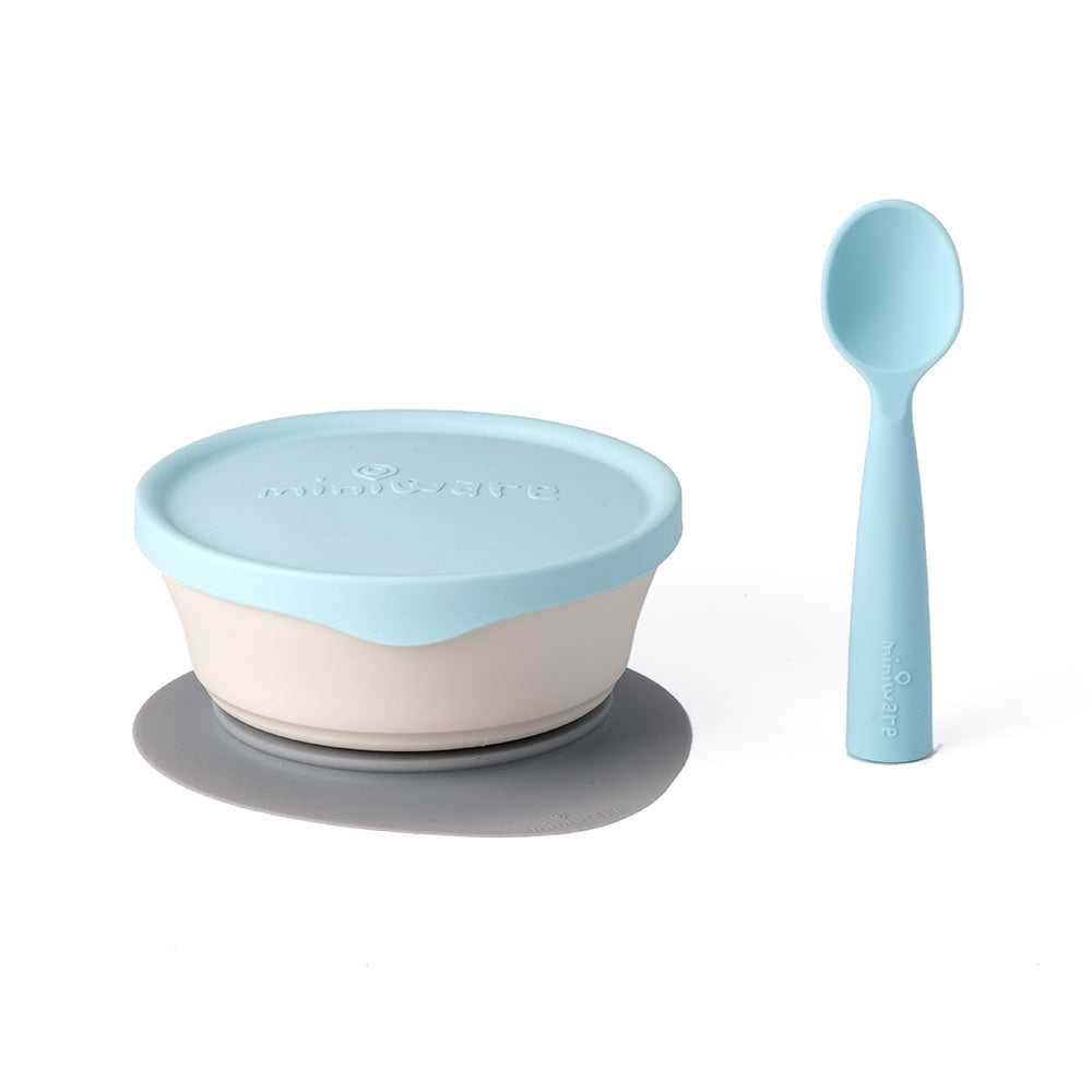 First Bites Self-Feeding Set - Vanilla + Aqua by Miniware