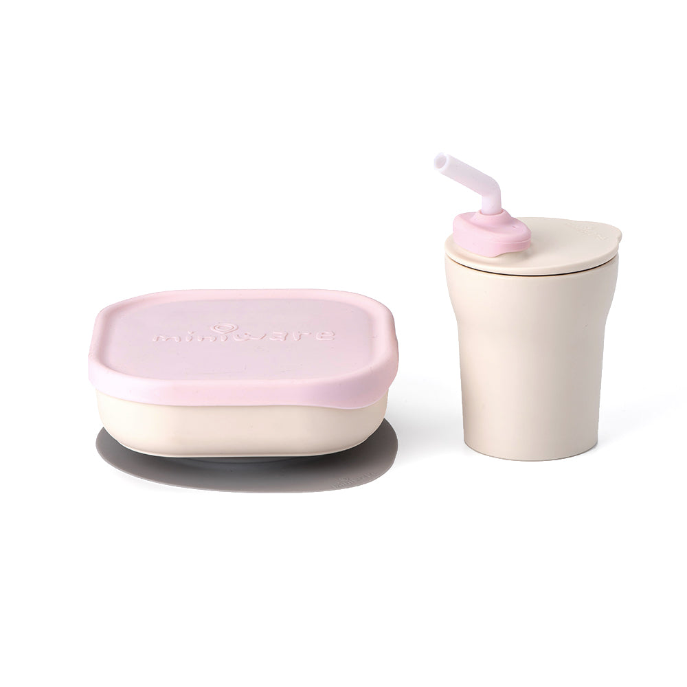 Sip & Snack: All Stages Cup and Bowl Set - Vanilla + Cotton Candy by Miniware