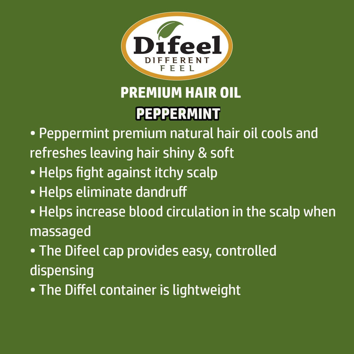 Difeel Premium Natural Hair Oil - Peppermint Oil 8 oz. (PACK OF 2) by difeel - find your natural beauty