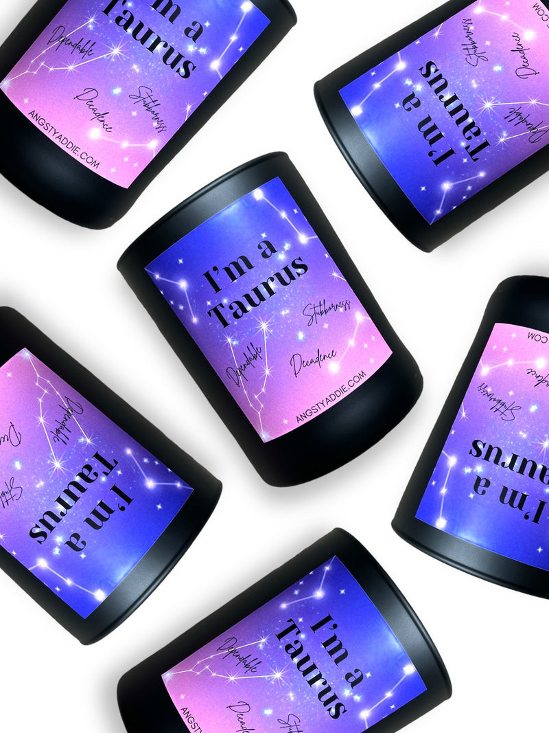 Taurus zodiac candle by Angsty Addie