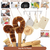 Dish Brush Set, 9 Piece Kitchen Scrub, Zero Waste Brush Set, Plant Based Vegetable Brush Set by ecozoi