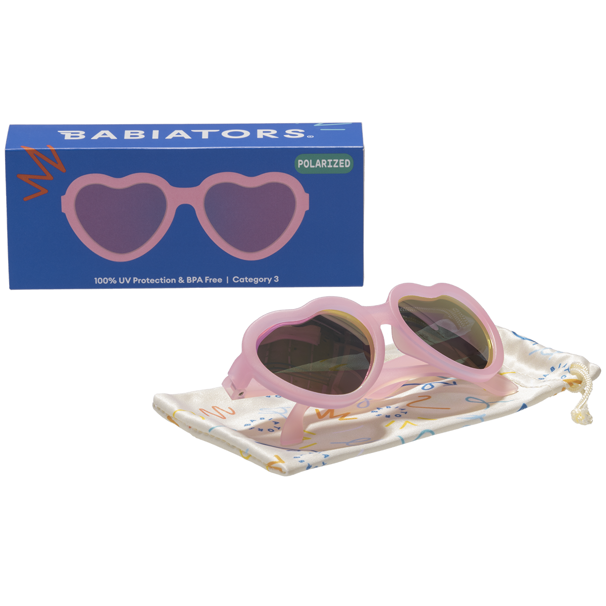 Frosted Pink Heart | Purple Polarized Mirrored Lenses