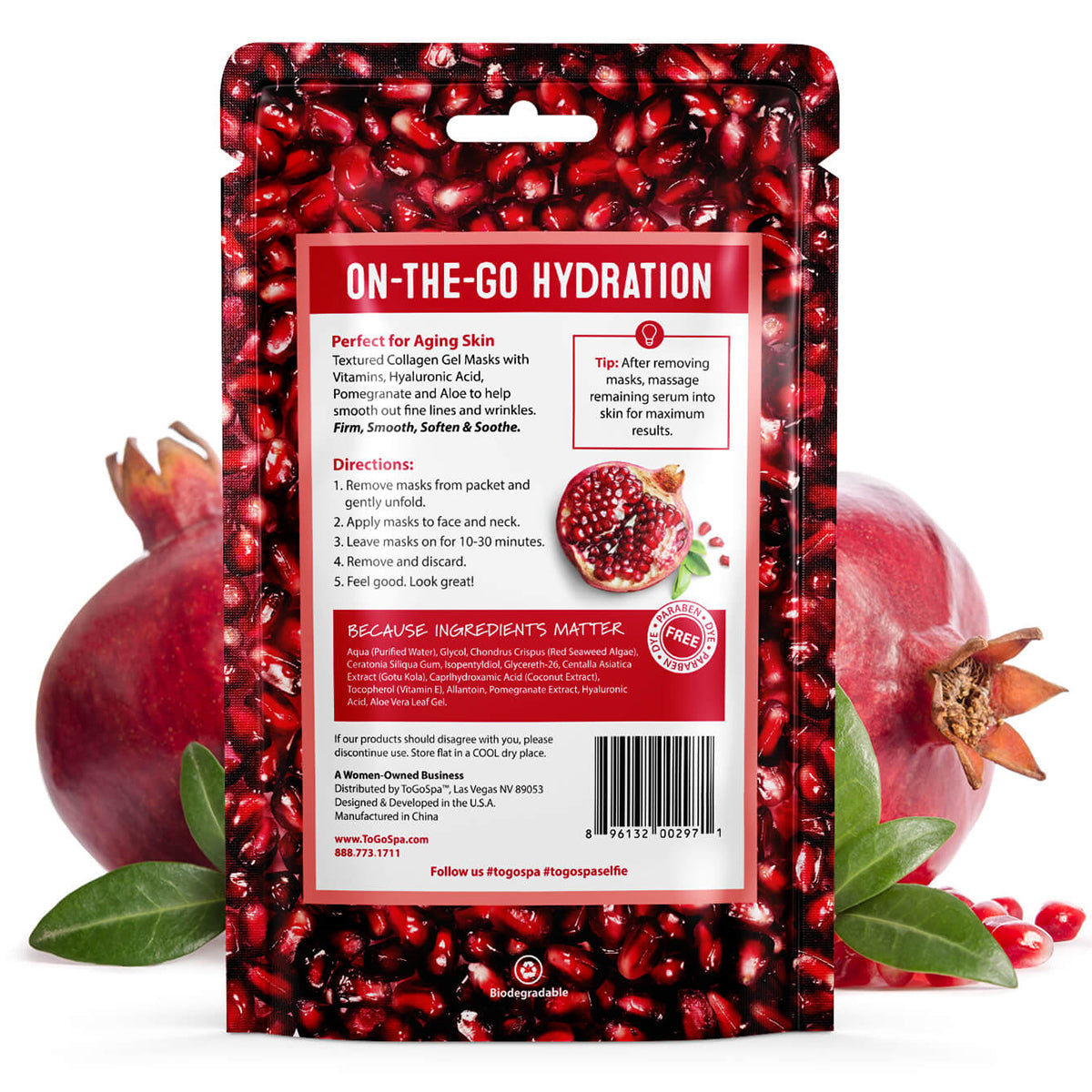 Pomegranate & Aloe Face & Neck Express Masks by ToGoSpa