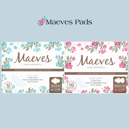 Ultra-Thin Regular and Super Absorbency Sanitary Pads- 2 Packs by Maeves Pads