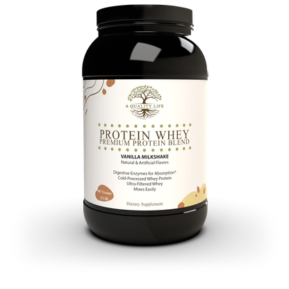 Protein Whey Premium Protein Blend Vanilla Milkshake by A Quality Life Nutrition